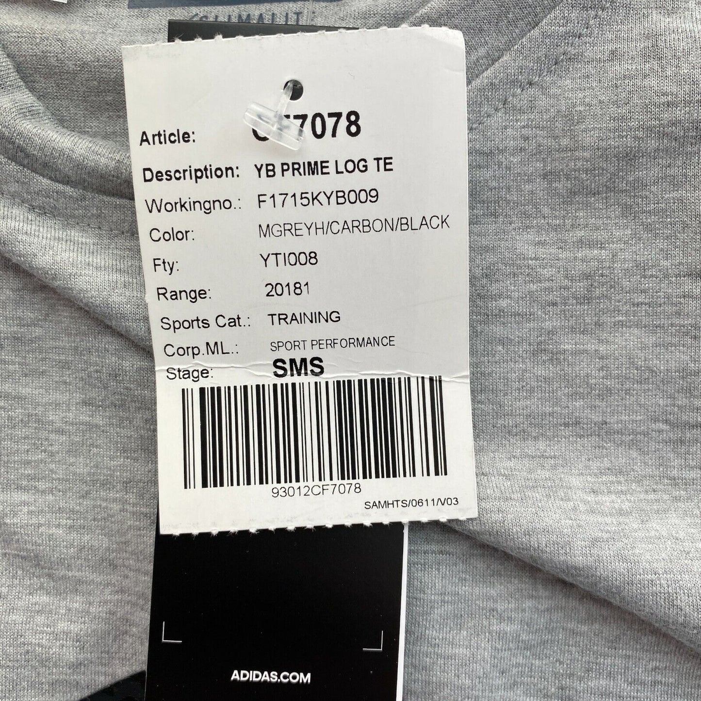 Adidas Climalite T-Shirt für Jungen, Rundhalsausschnitt, Prime-Logo, Grau, Größe 11–12 Jahre