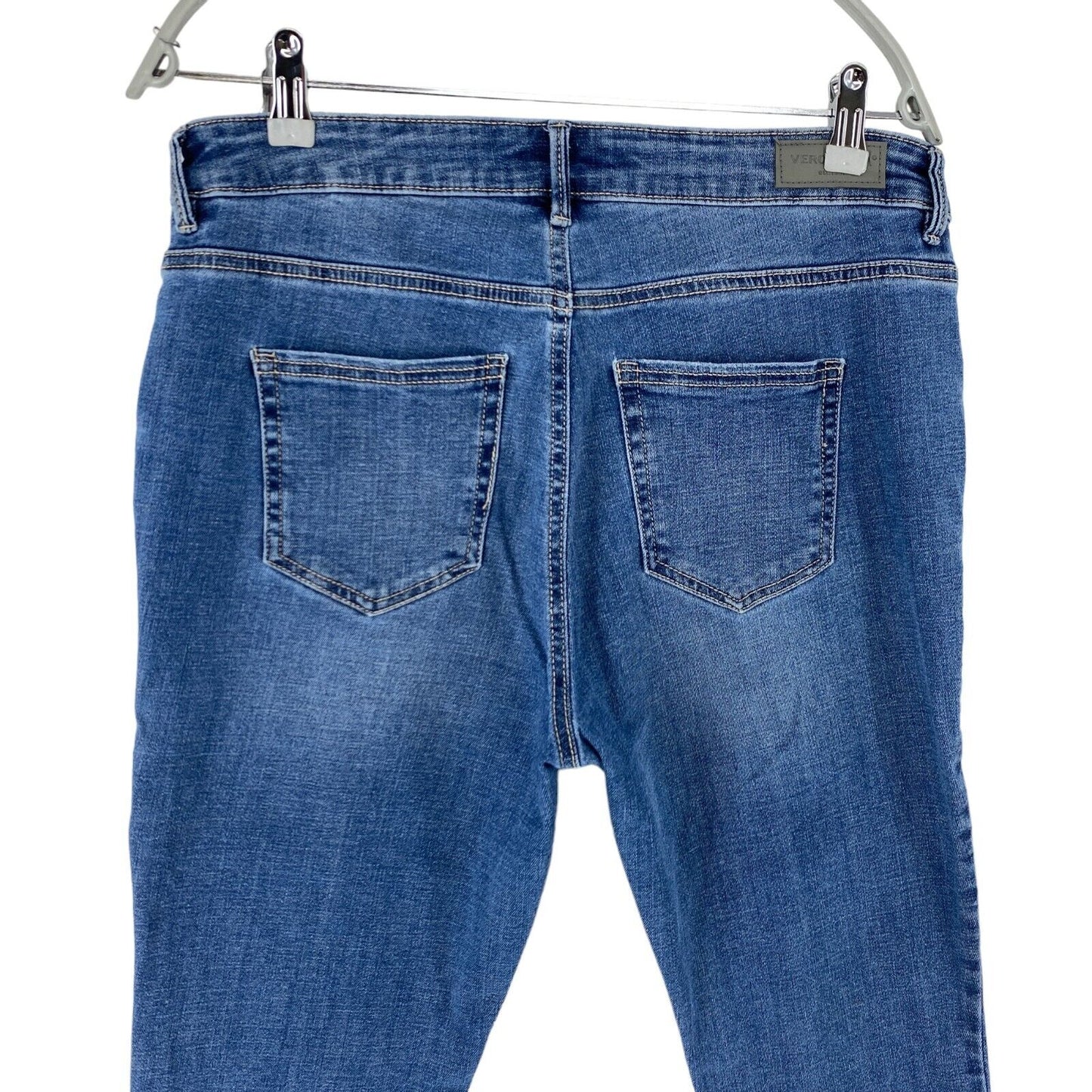 VERO MODA FLASH Damen Jeans im Used-Look mit mittelhohem Bund, Blau, Größe XL W33 L32