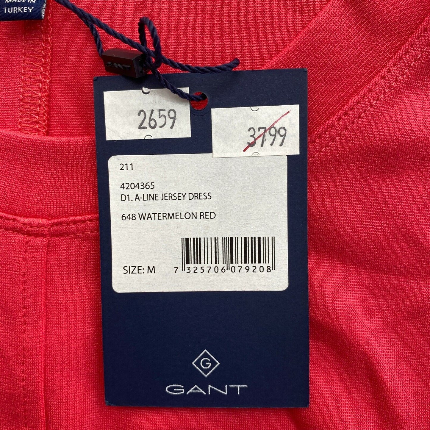 GANT Robe rouge à col rond en jersey A Line Taille M