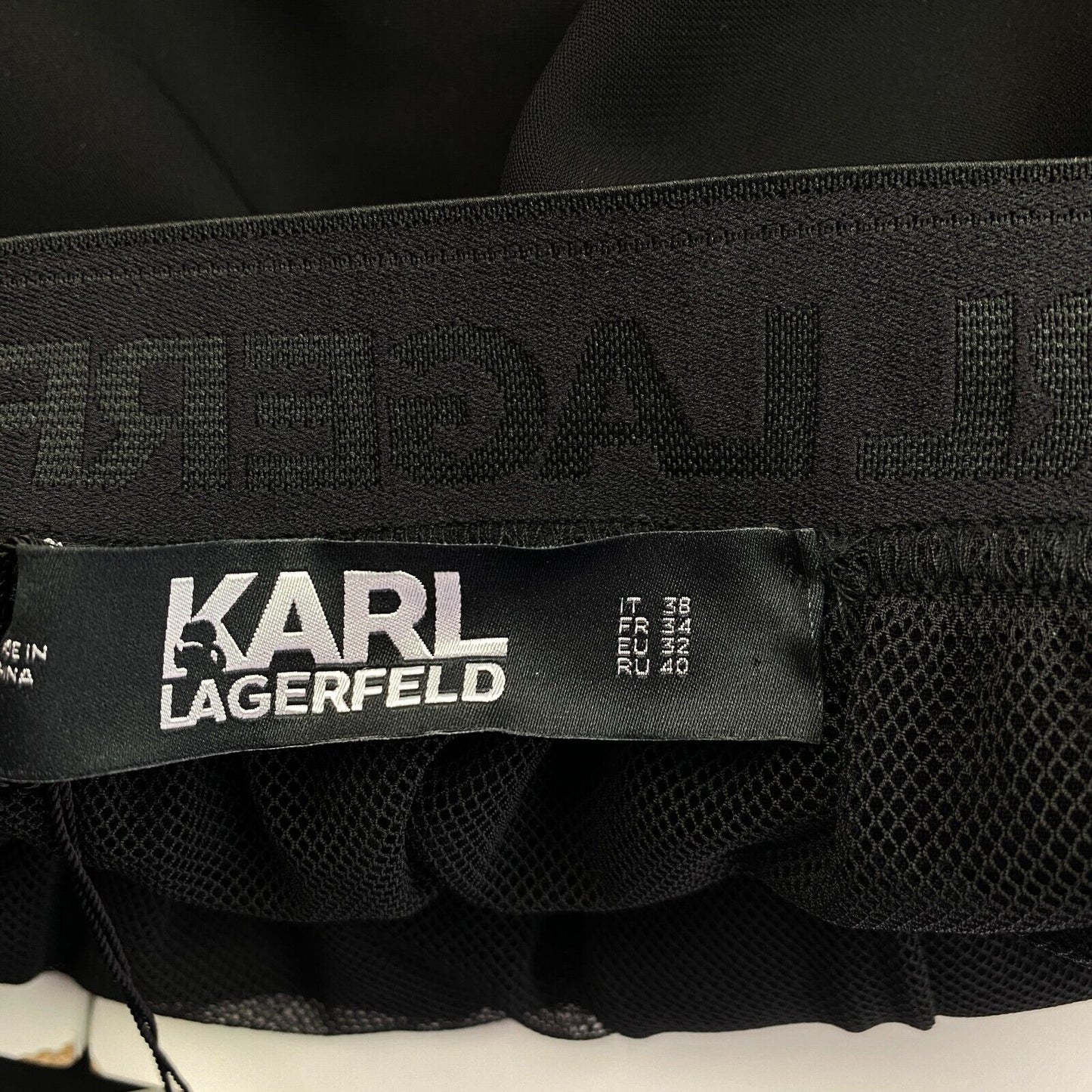 KARL LAGERFELD Black Cady W Mesh Skirt Size EU 32 UK 4 US 2