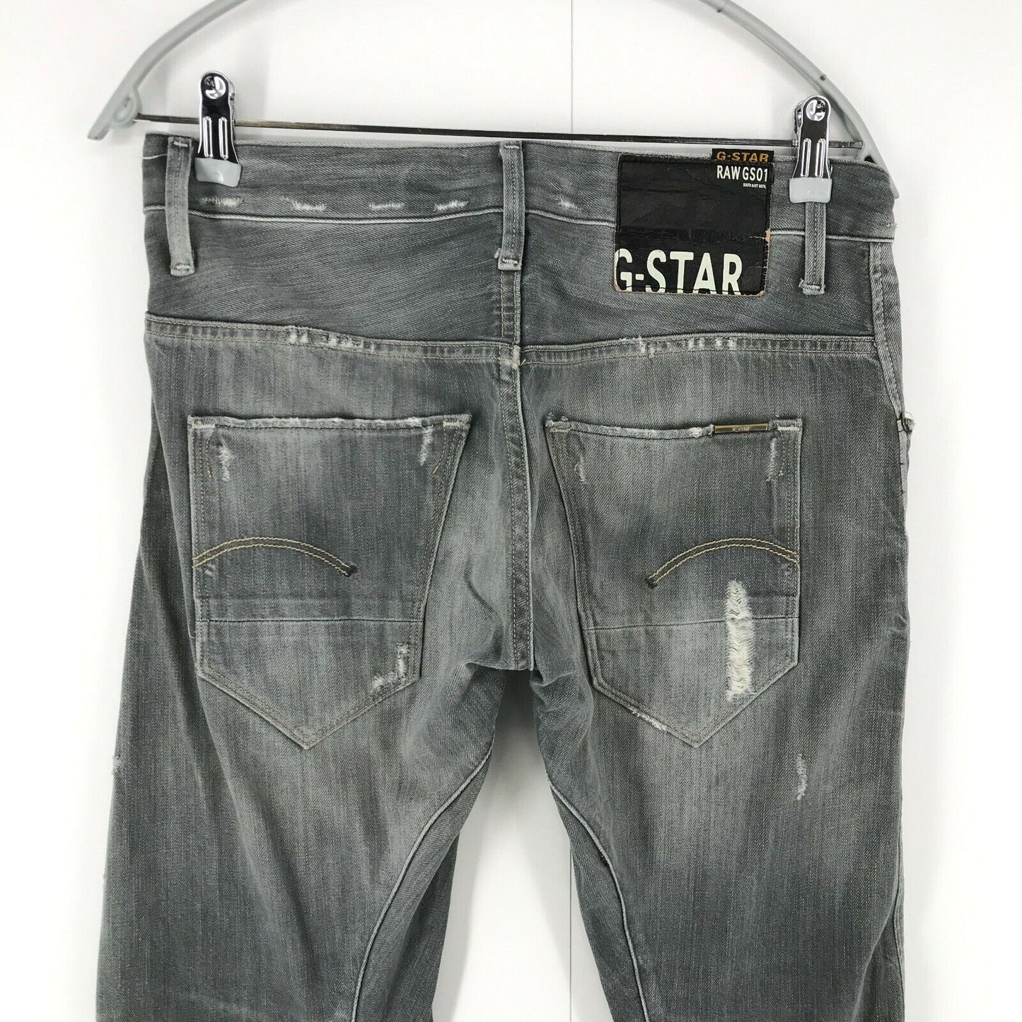 G-STAR RAW ARC 3D Grey Slim Fit Ripped Patched Jeans W28 L32