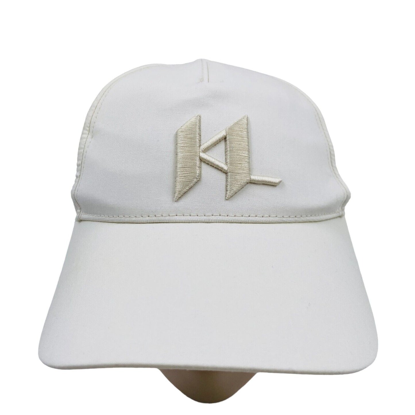 KARL LAGERFELD Women White Cotton Logo Ribbon Baseball Cap Hat One Size