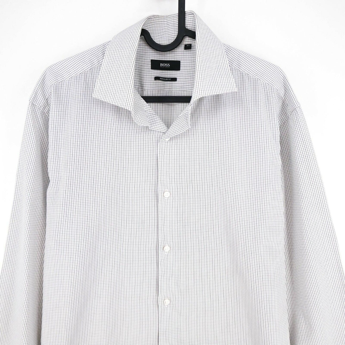 HUGO BOSS White Regular Fit Check Print Shirt Size 41 - M