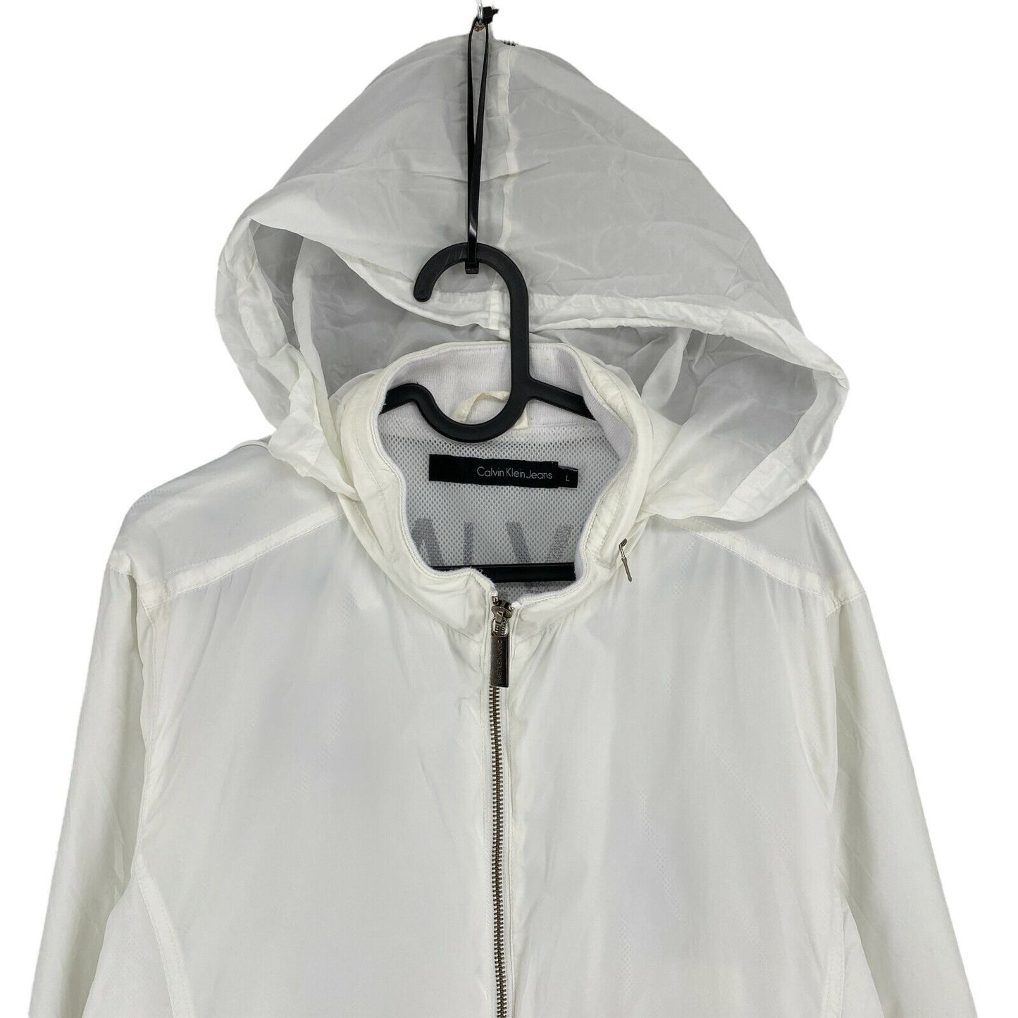 Calvin Klein Jeans White Hooded Jacket Size L