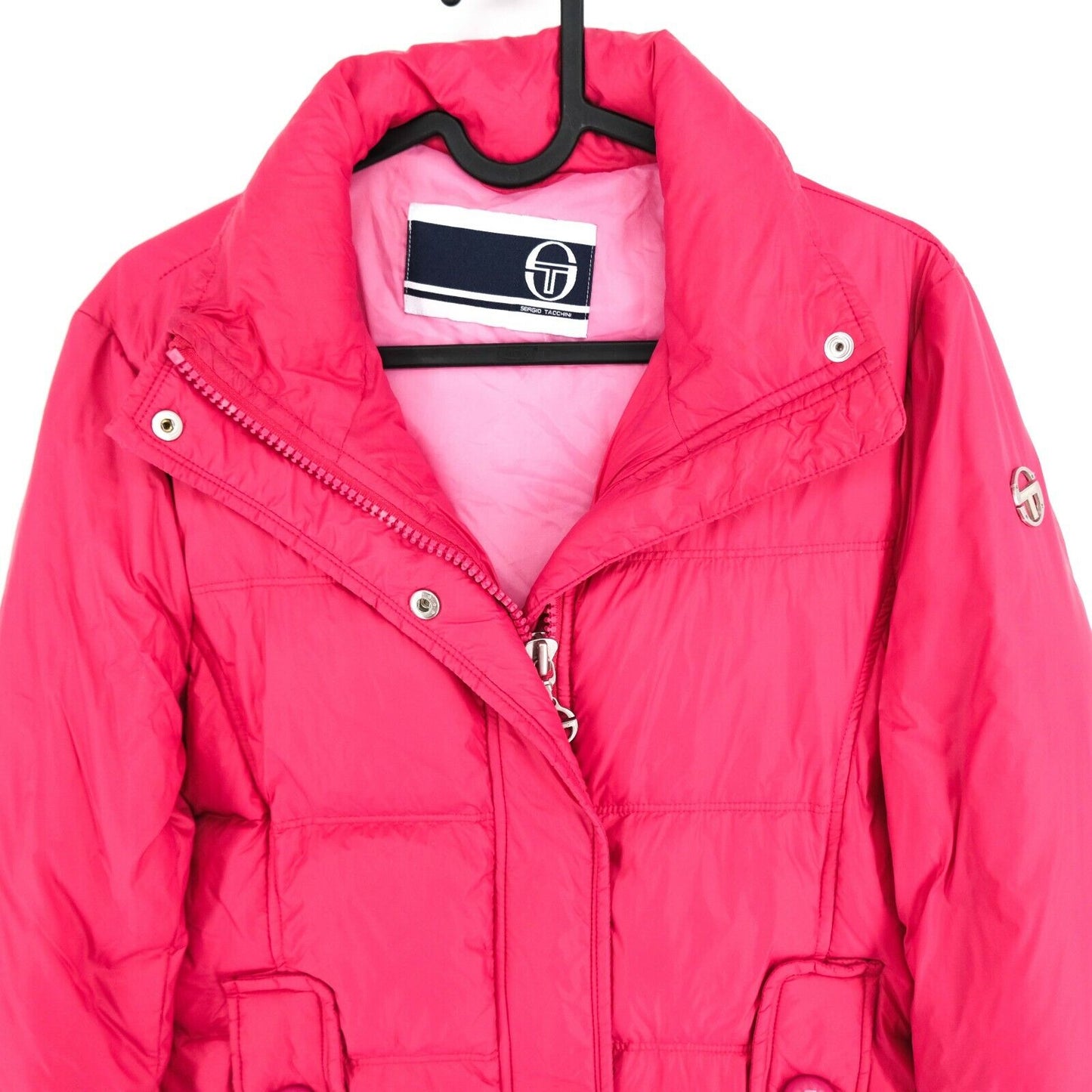 Sergio Tacchini Pink Padded Down Puffer Bomber Jacket Coat Size EU 36 UK 10 US 6