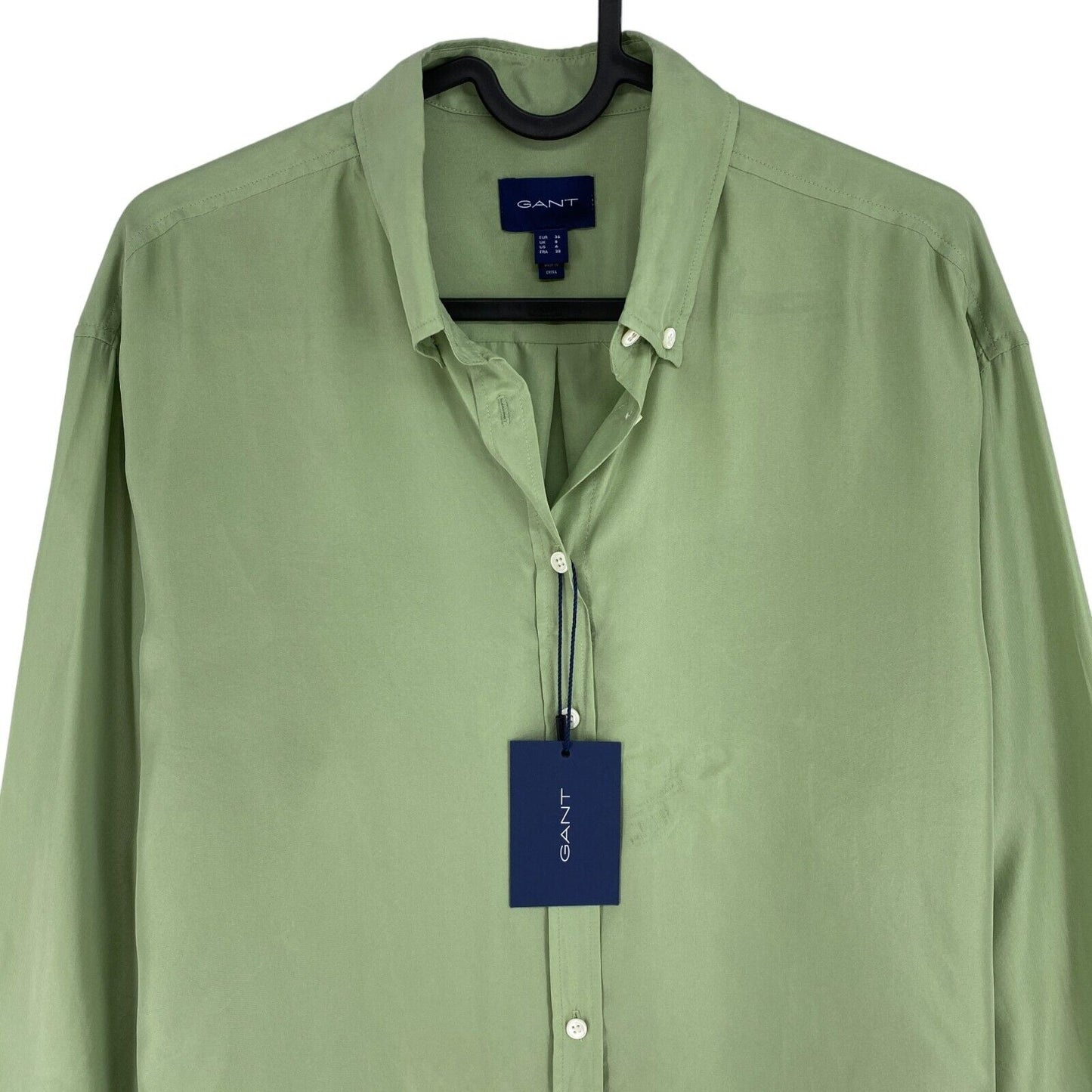 GANT Green Relaxed 100% Silk Shirt Size EU 36 UK 8 US 6