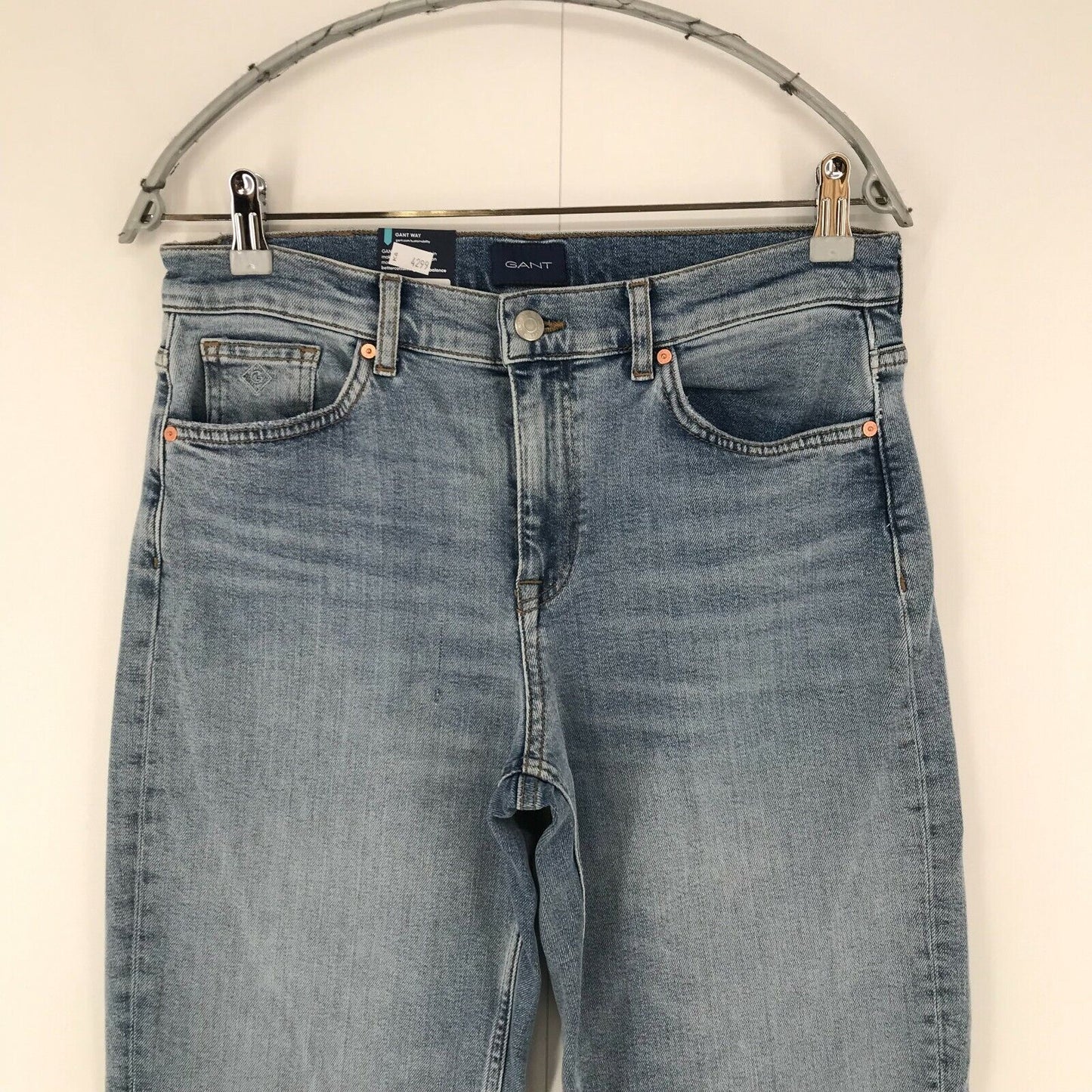 GANT CAMIE Women Blue Low Rise Relaxed Straight Fit Cropped Jeans Size W27