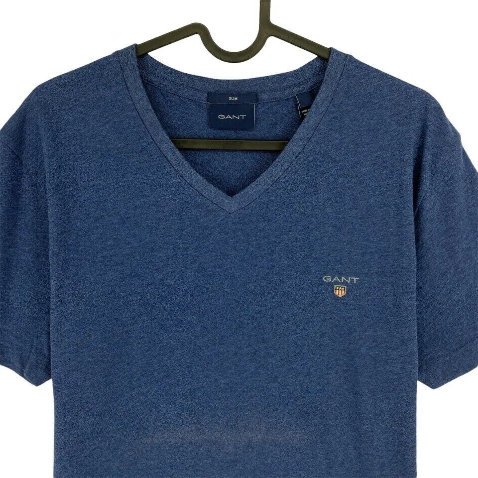 GANT Mens Navy Blue Original Slim V Neck T Shirt Size M