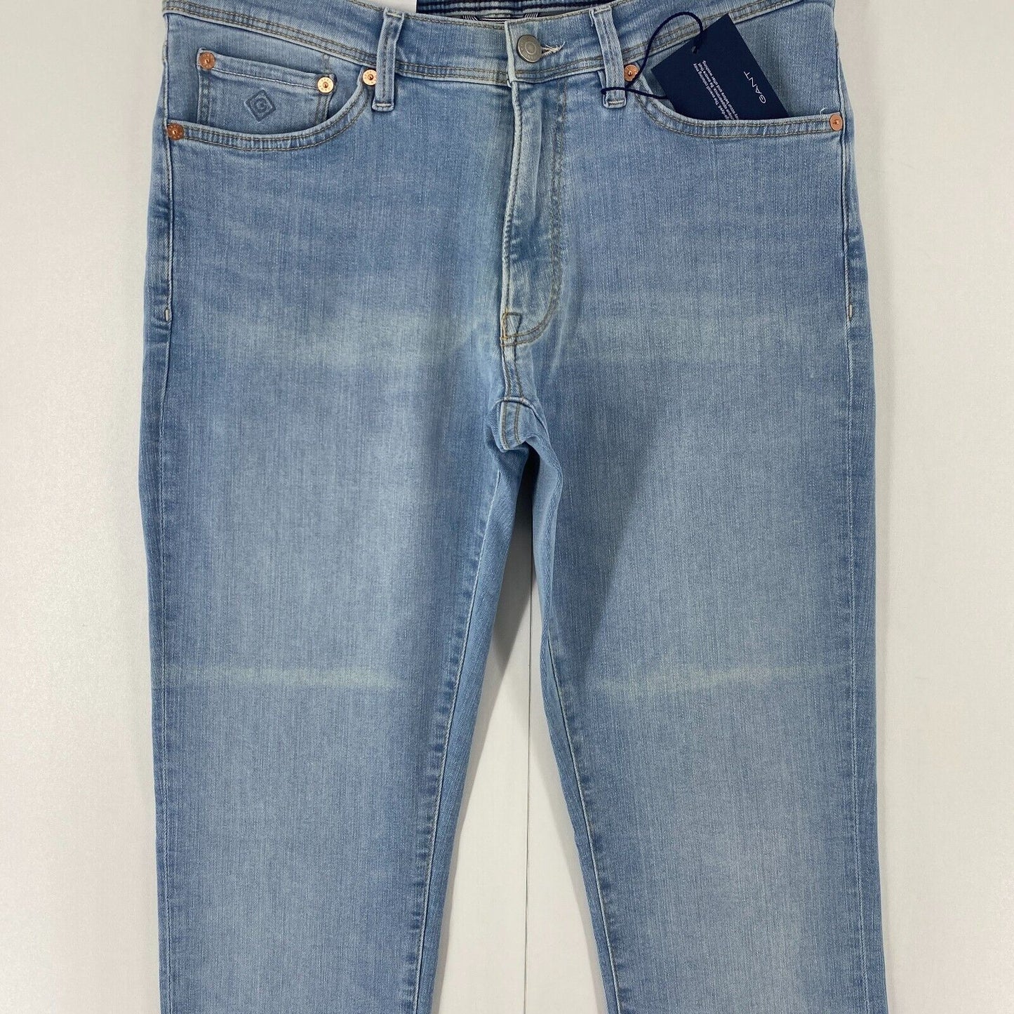 GANT MAXEN Herren Jeans, Stretch, niedrige Taille, extra schmale Passform, Hellblau, W32 L34