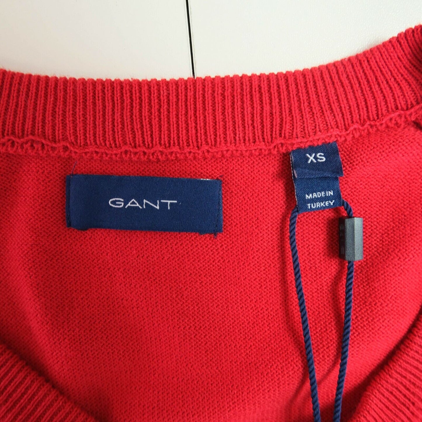 GANT Red 100% Cotton V Neck Jumper Sweater Size XS