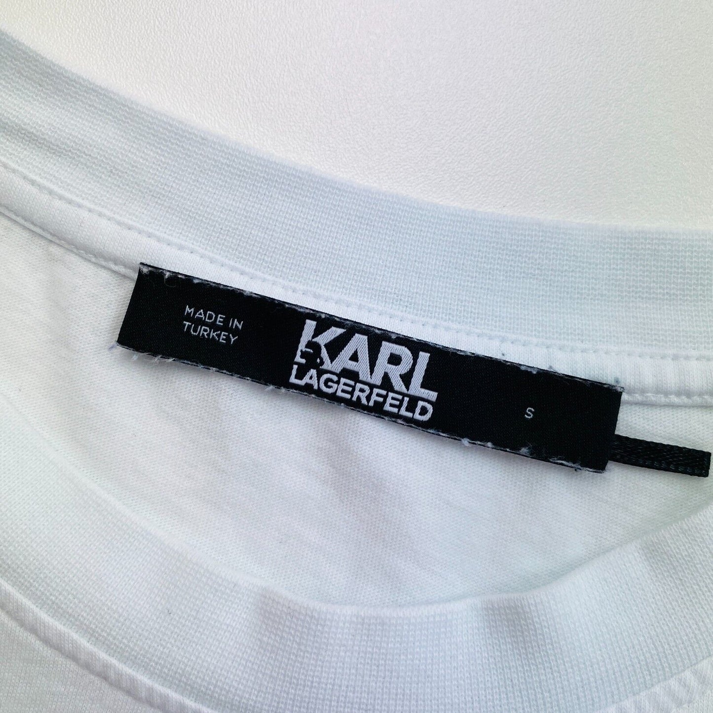 Karl Lagerfeld White Tie Dye Logo Crew Neck T Shirt Size S