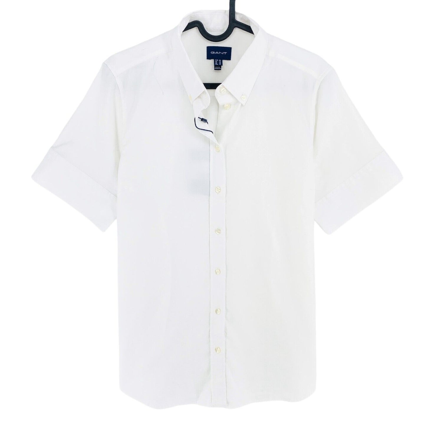 GANT White Stretch Oxford Solid Short Sleeves Shirt Size EU 40 UK 12 US 10