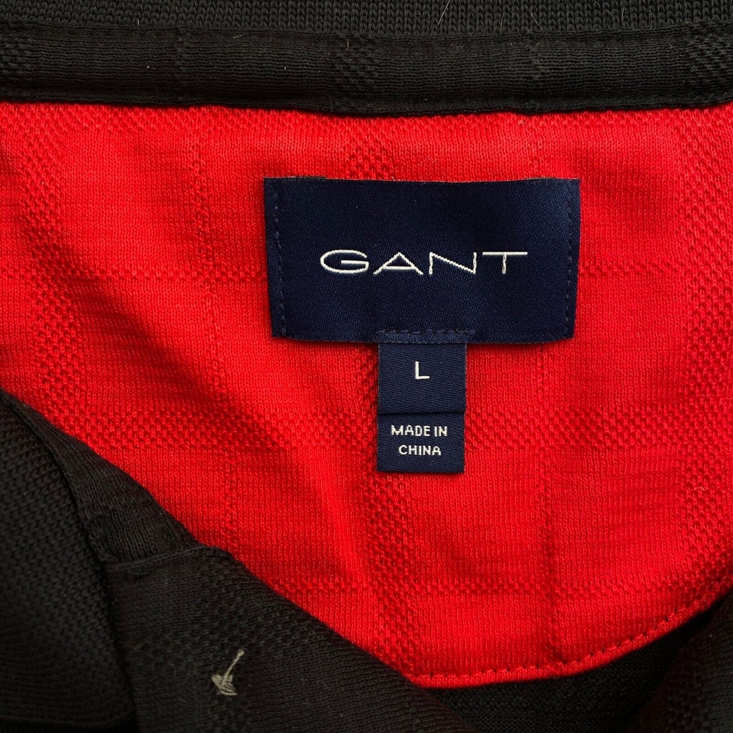 GANT Rugger-Poloshirt mit langem Arm, schwarz, Strukturkariert, Größe L