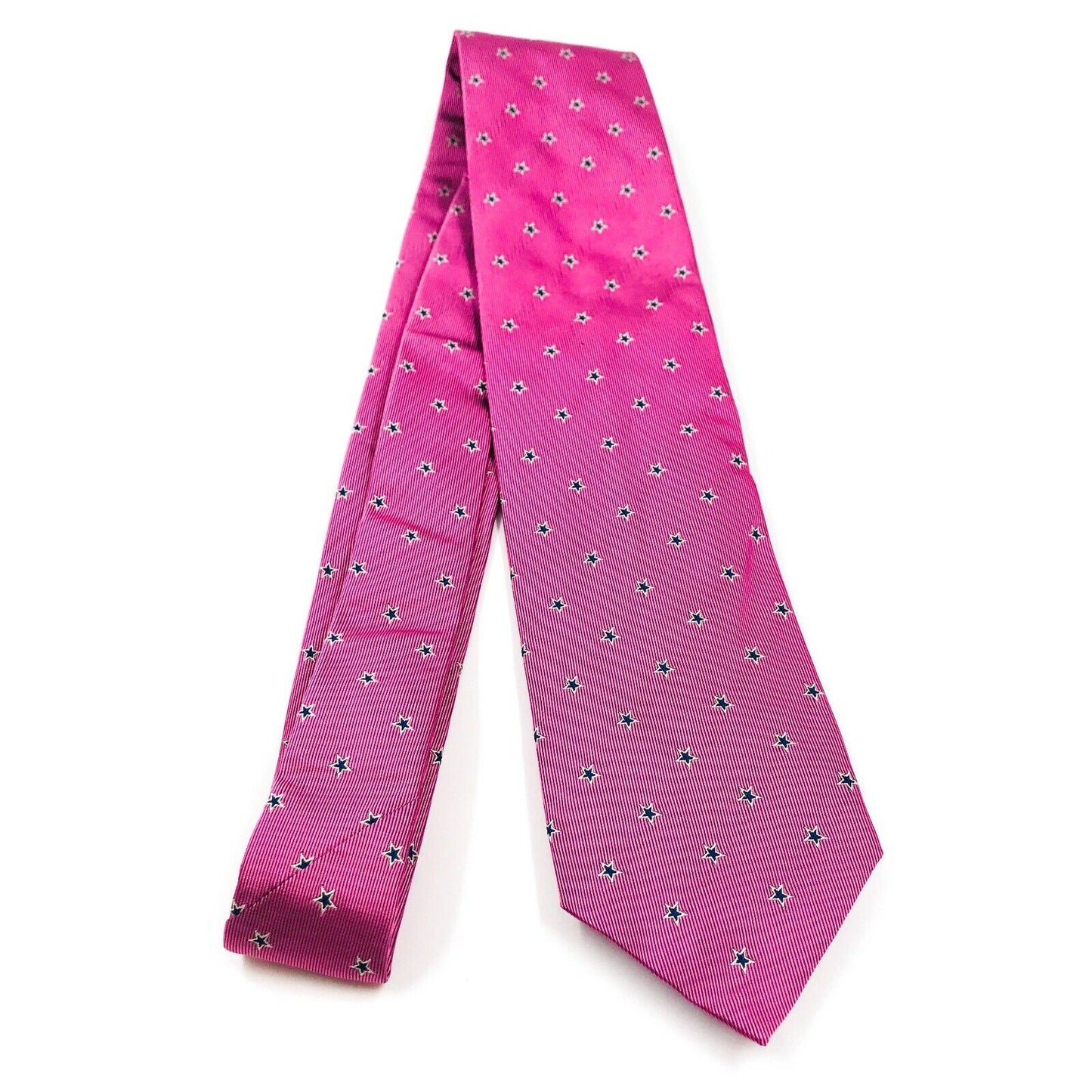 GANT Pink with Blue Stars Ornament 100% Silk Tie Made In Italy