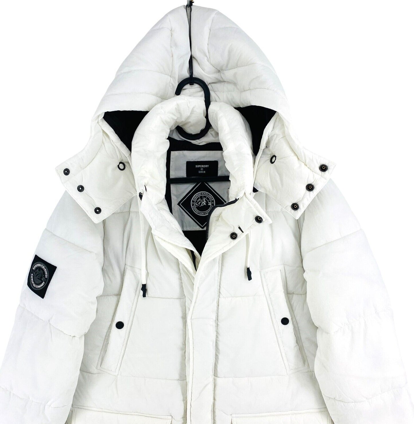 SUPERDRY Men White Expedition Padded Hooded Parka Jacket Coat Size M