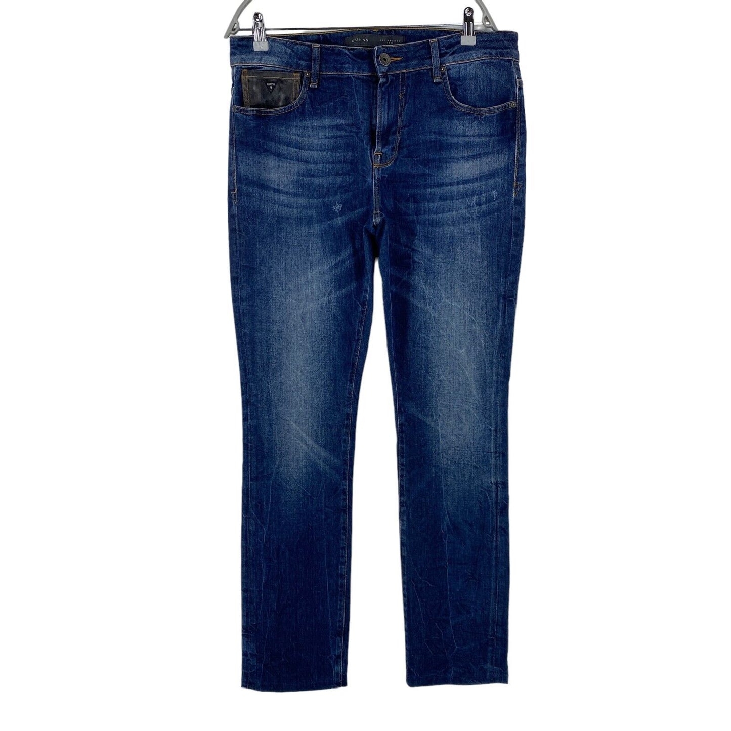 GUESS – Stretch-Jeans im Skinny Fit in Used-Optik, Blau, W34 L32