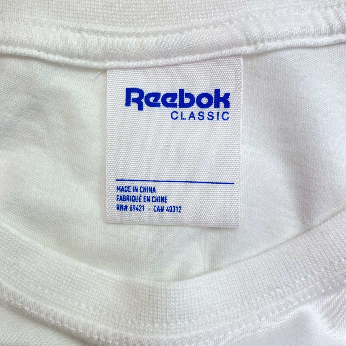 Reebok White Logo Crew Neck T Shirt Size S