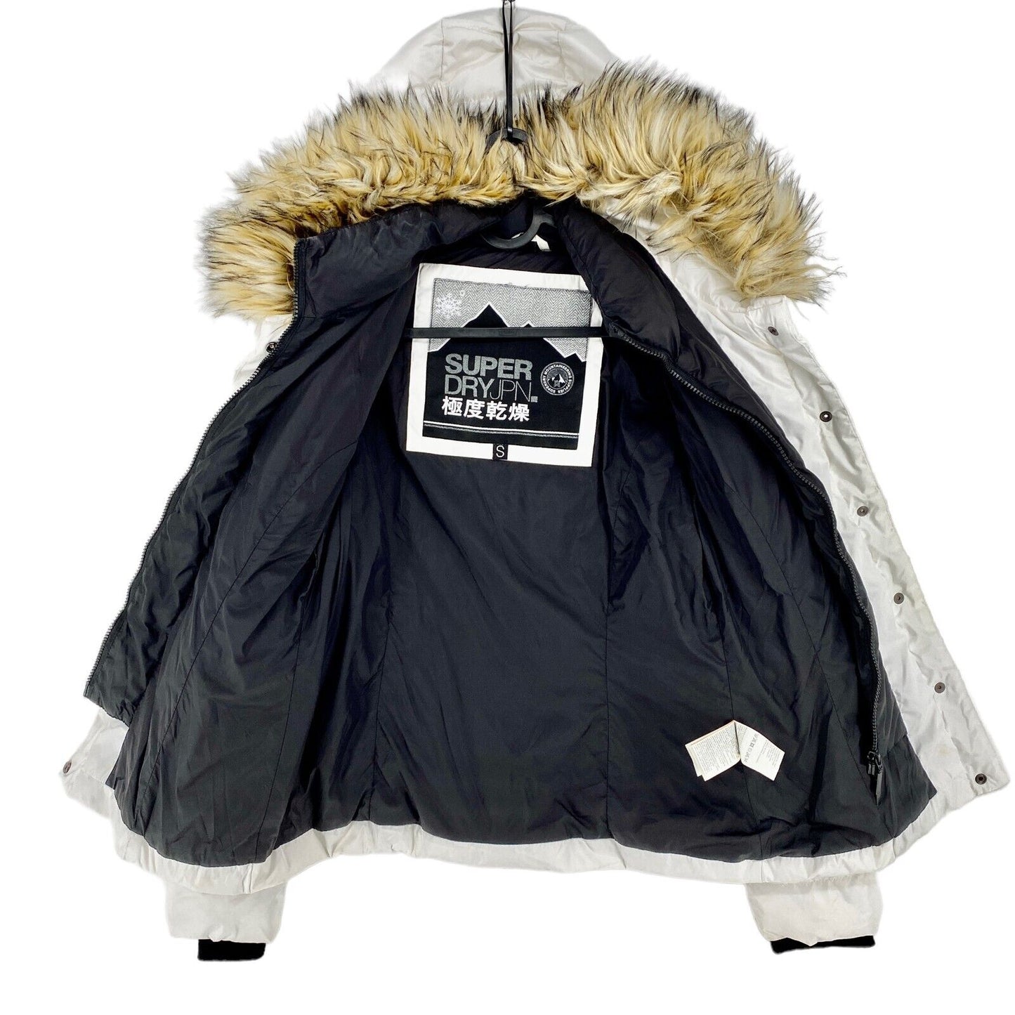 SUPERDRY MOUNTAINEERING SUPPLIES White Hooded Padded Puffer Jacket Coat Size S