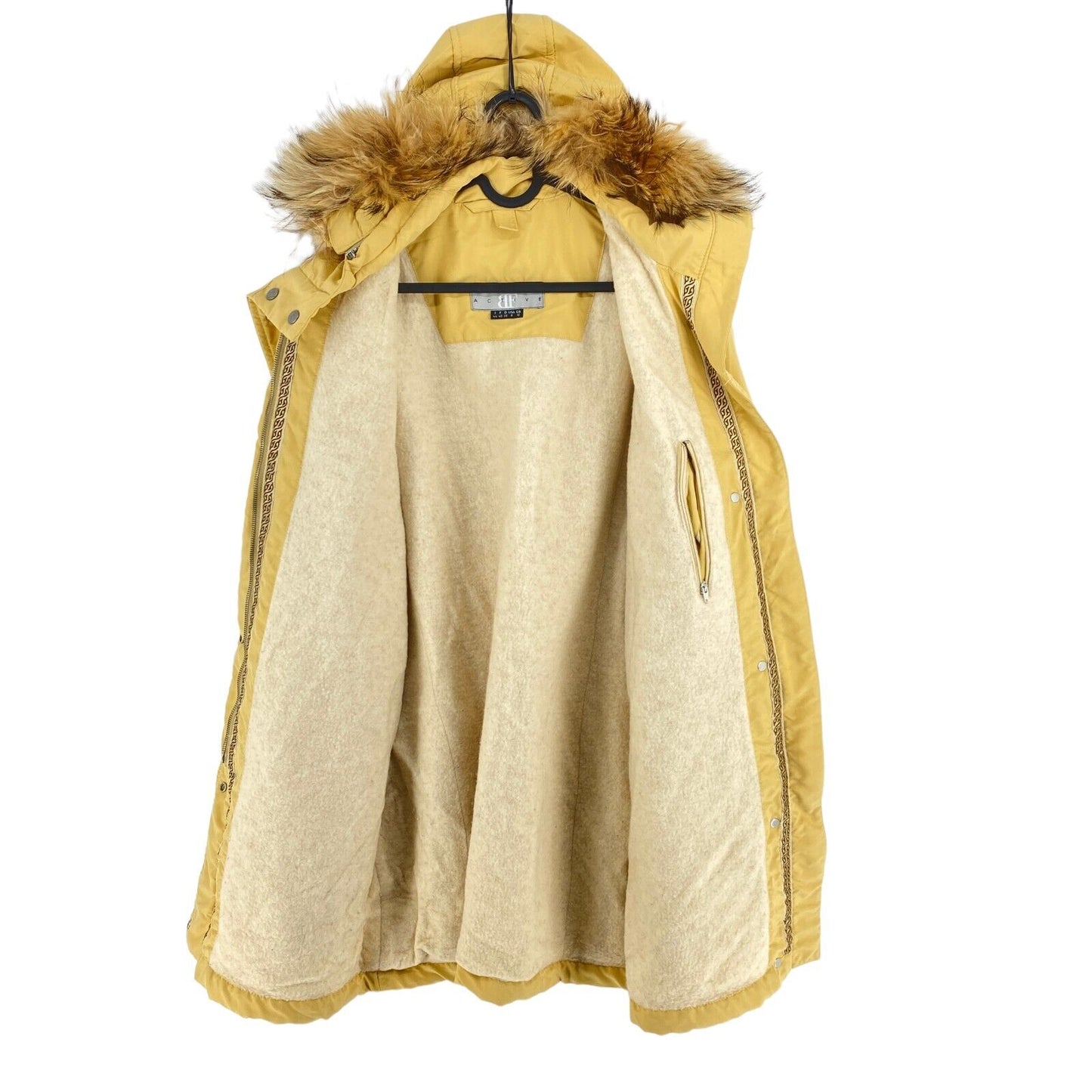 BELFE & BELFE Vintage Yellow Hooded Parka Coat Jacket Size EU 38 UK 12 US 8