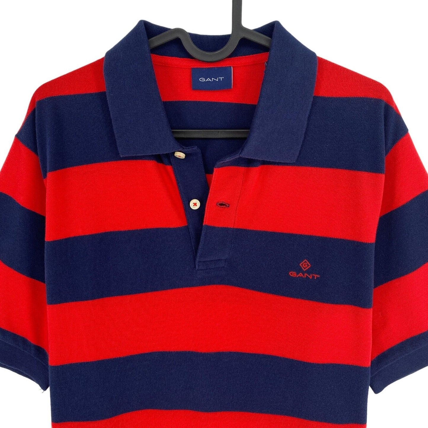 GANT Red Bar Stripe Pique Rugger Polo Shirt Size L