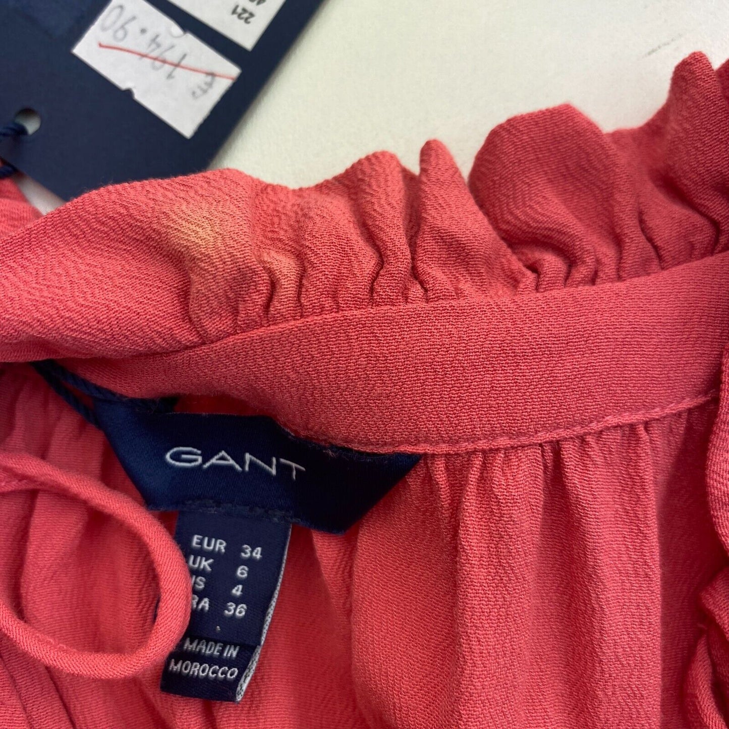 GANT Rosa ausgestelltes Kleid mit V-Ausschnitt, Größe EU 34 UK 6 US 4