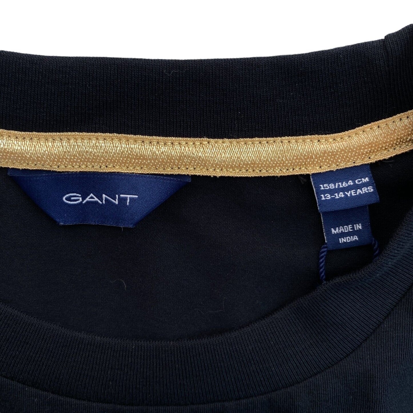 GANT Girls Black Script Crew Neck T-shirt Taille 13 - 14 ans 158/164 cm