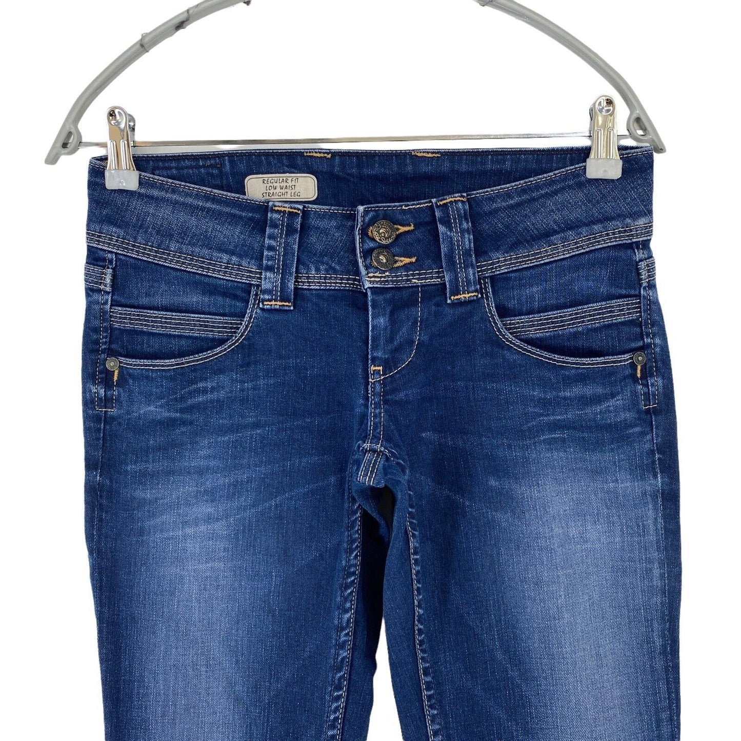 Pepe Jeans Femme Bleu Taille Basse Regular Straight Fit Jeans Taille W26 L32