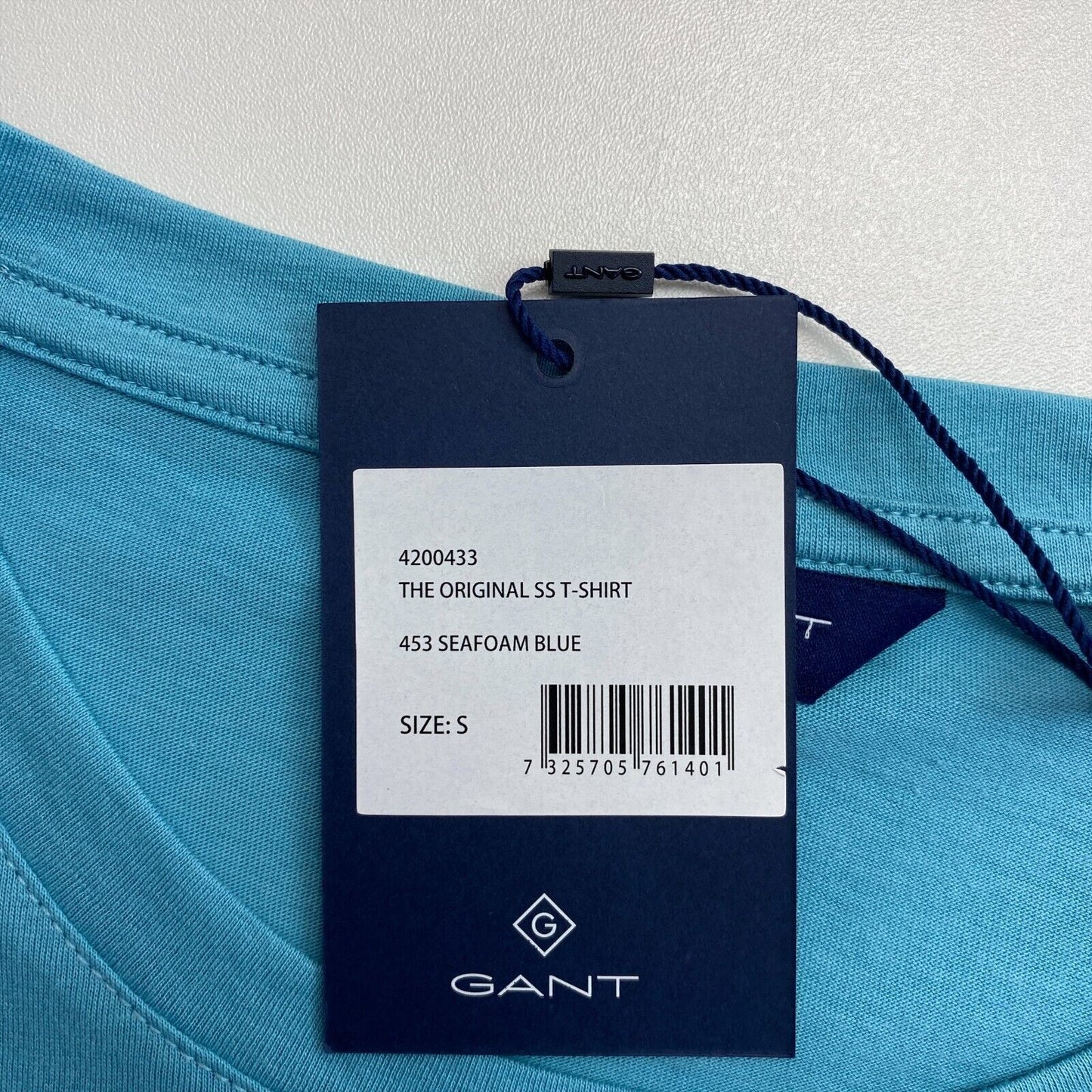 GANT Hellblaues Original T-Shirt mit Rundhalsausschnitt, Größe S