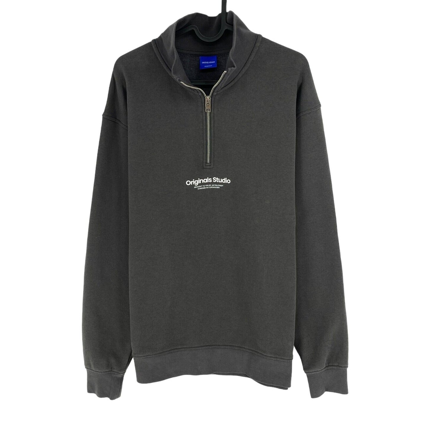 JACK&amp;JONES Originals Pullover mit Viertelreißverschluss, grau, Größe L