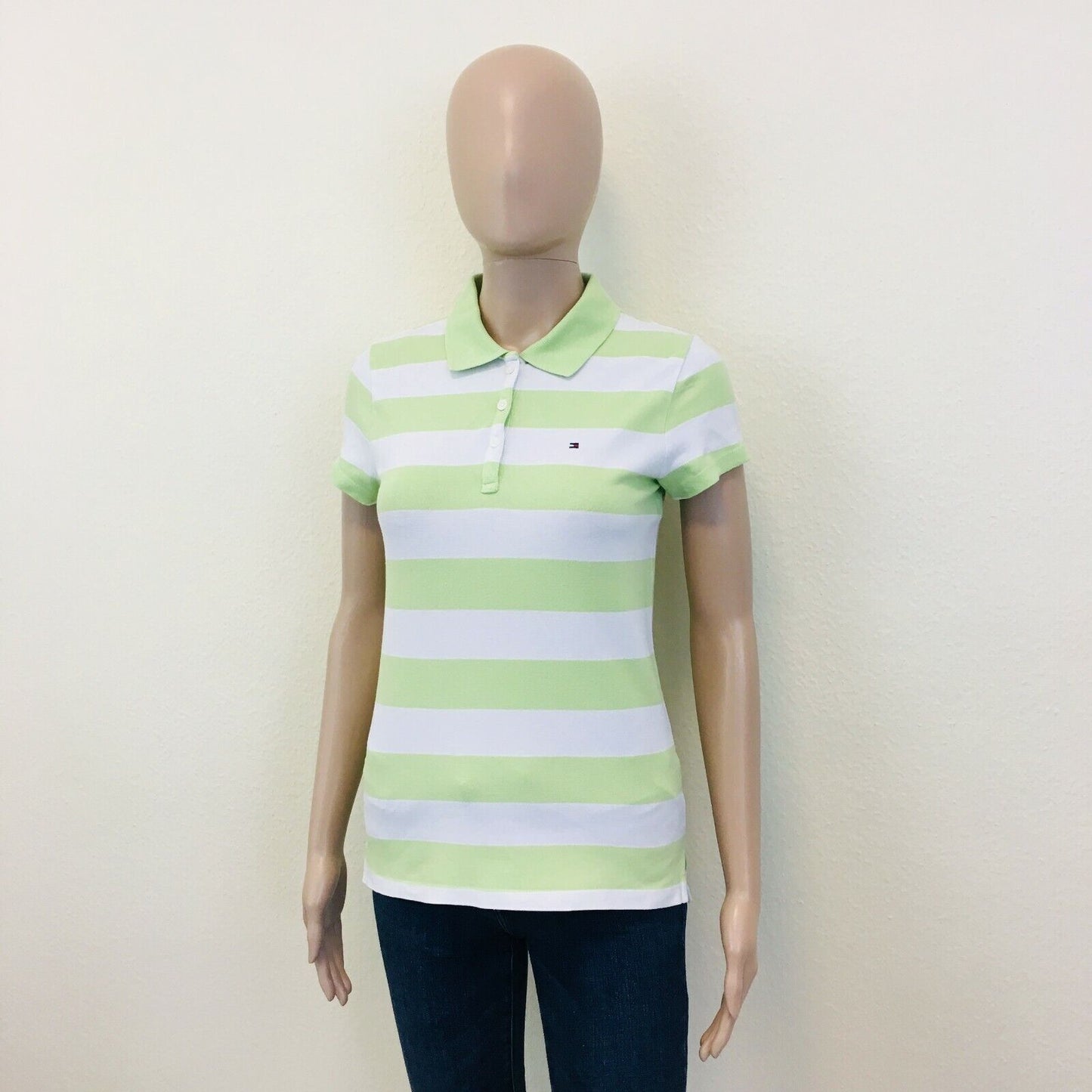 Tommy Hilfiger Green Slim Fit Polo Shirt Blouse Top Size S