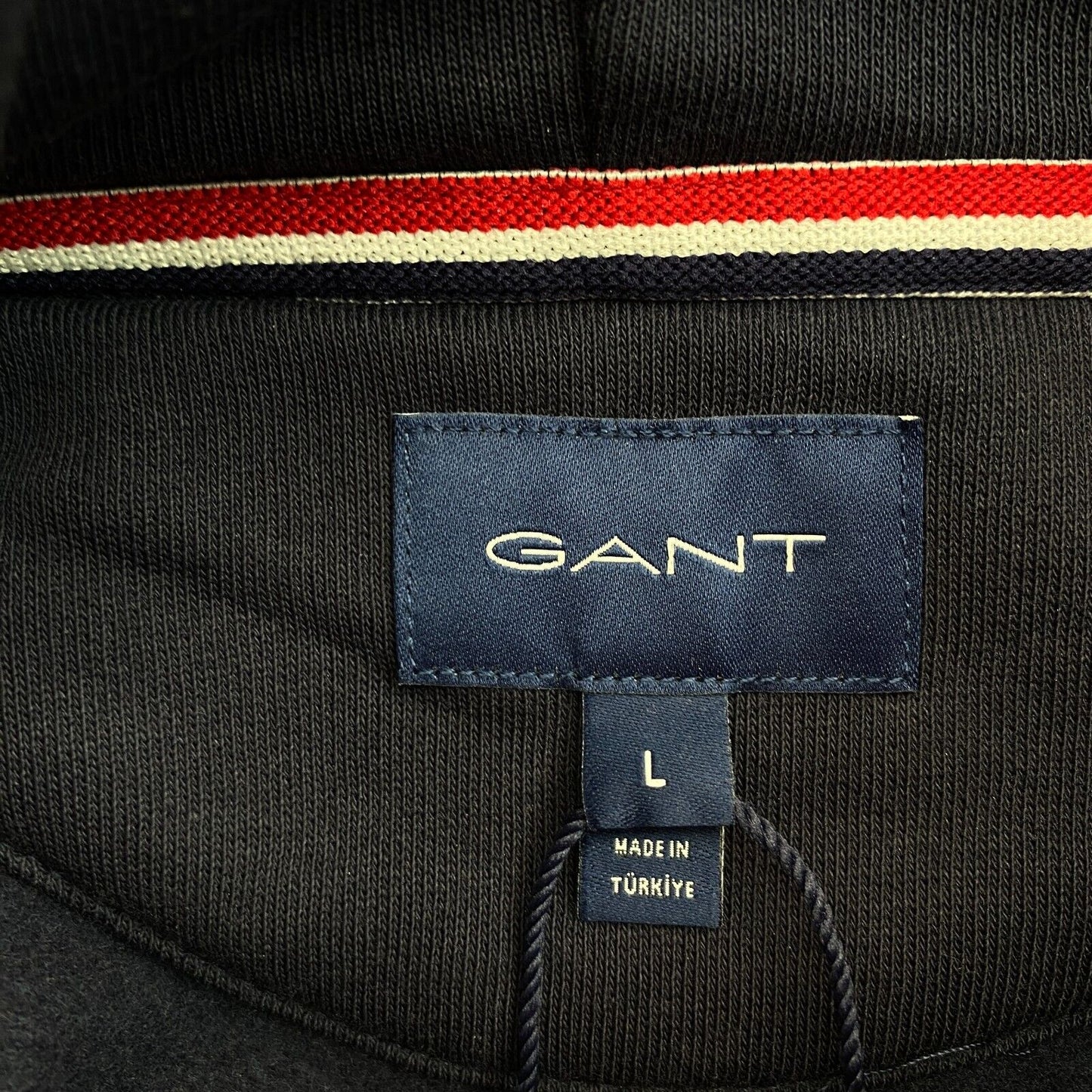 GANT Men Navy Blue Shield Hoodie Sweater Jumper Size L