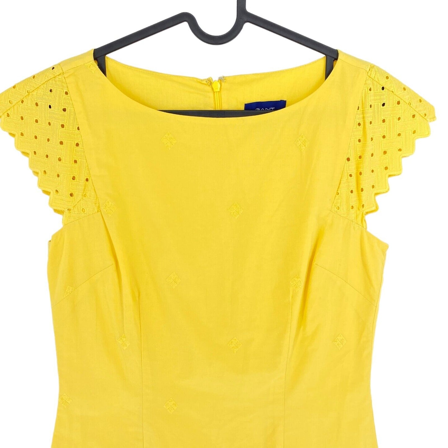 GANT Yellow Broderie Anglaise Crew Neck Dress Size EU 36 UK 8 US 6