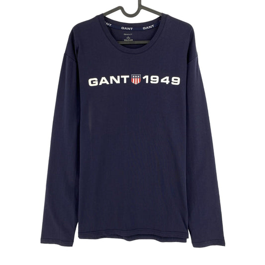 GANT Navy Blue Retro Shield Crew Neck Long Sleeves T Shirt Size L