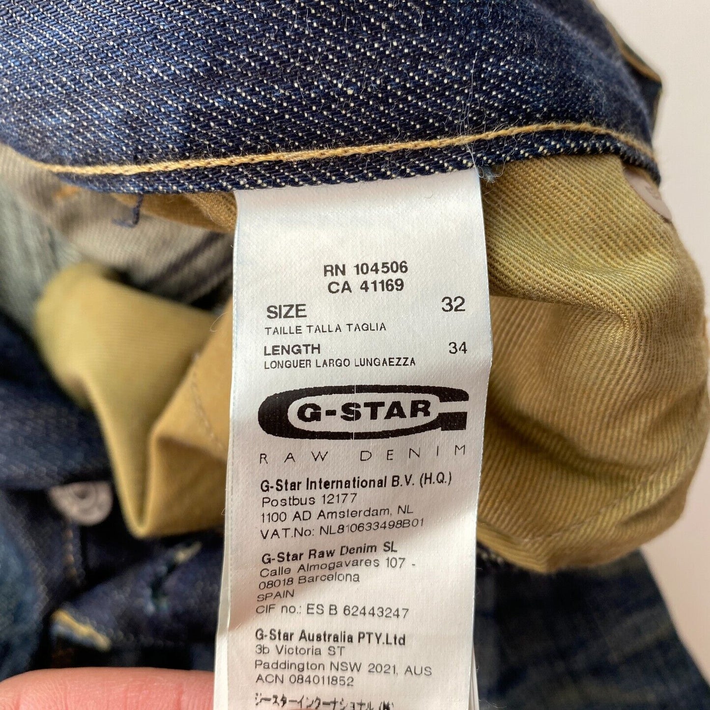 G-STAR 3301 CLASSIC Blue Regular Straight Fit Jeans Size W32 L34 Made In Italy