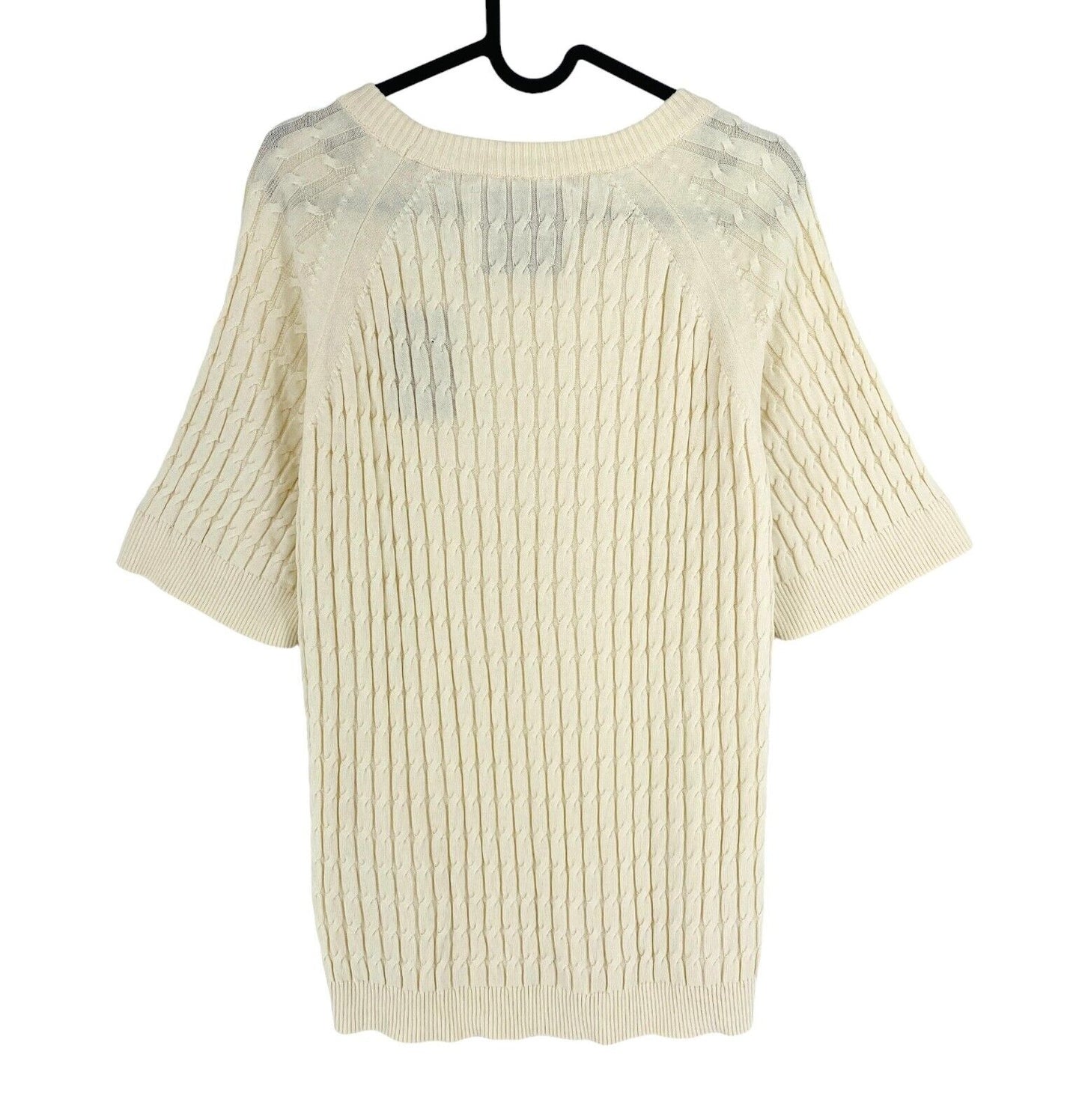 GANT Women Beige Cable Knit Crew Neck SS T Shirt Size 2XL XXL