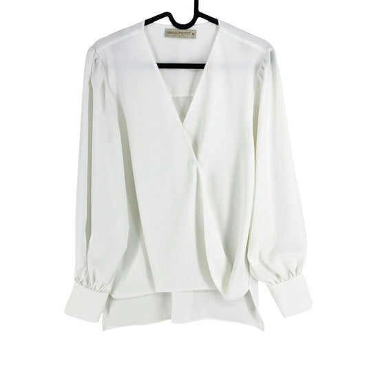 RINASCIMENTO Women White V Neck Long Sleeves Blouse Size M