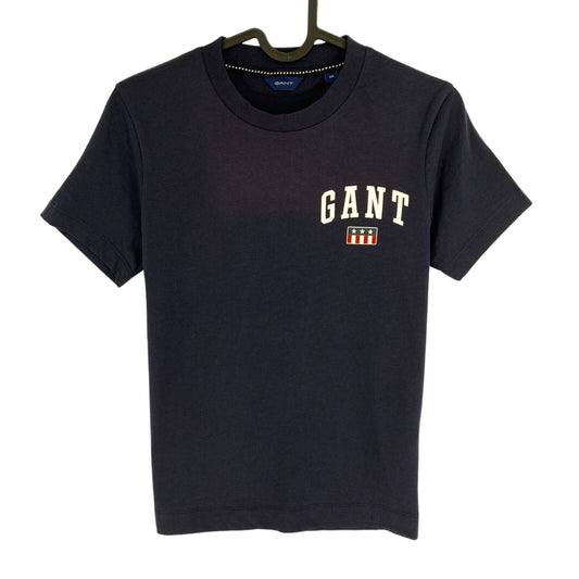 GANT Women Navy Blue Retro Logo Crew Neck Short Sleeves T Shirt Size XS