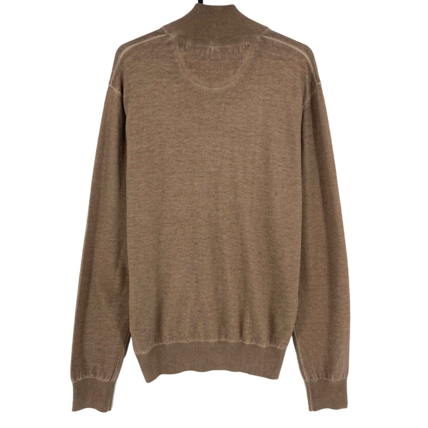 Prix ​​conseillé 214 € LA MARTINA Pull en tricot marron à fermeture éclair complète Taille L