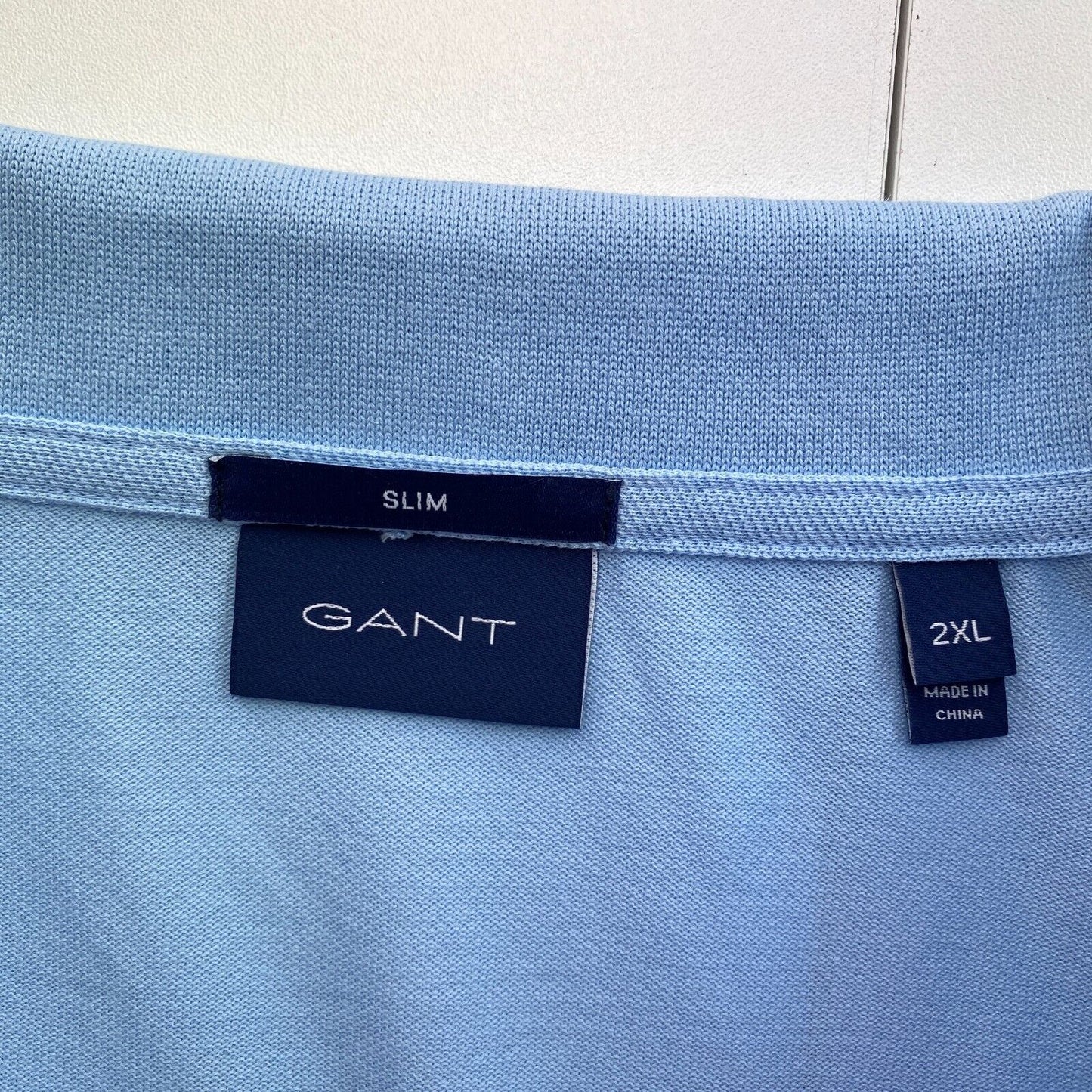 GANT Men Blue Original Slim Fit Pique Rugger Short Sleeves Polo Shirt Size 2XL