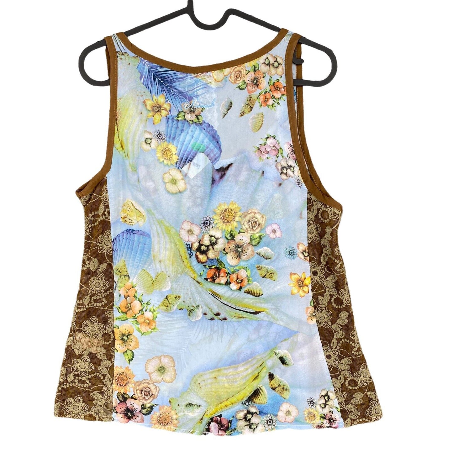 Mismash Floral Light Blue Sleeveless Round Neck Tank Top Size M