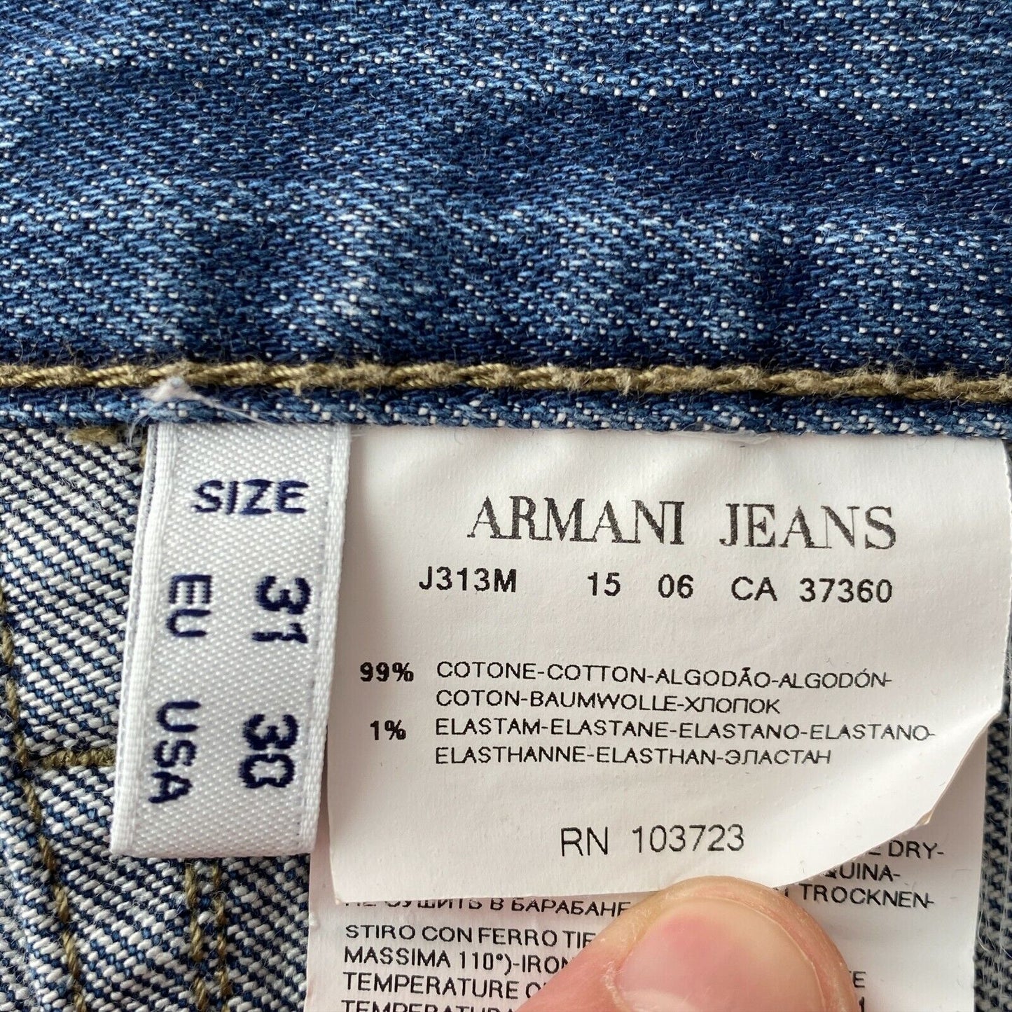 ARMANI JEANS Blue Comfort Straight Fit Jeans W30 L30