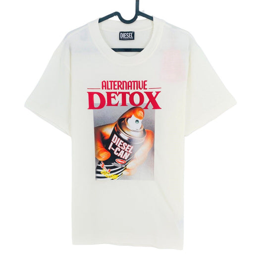 DIESEL White With Spray Can Print Crew Neck T Shirt Size XS