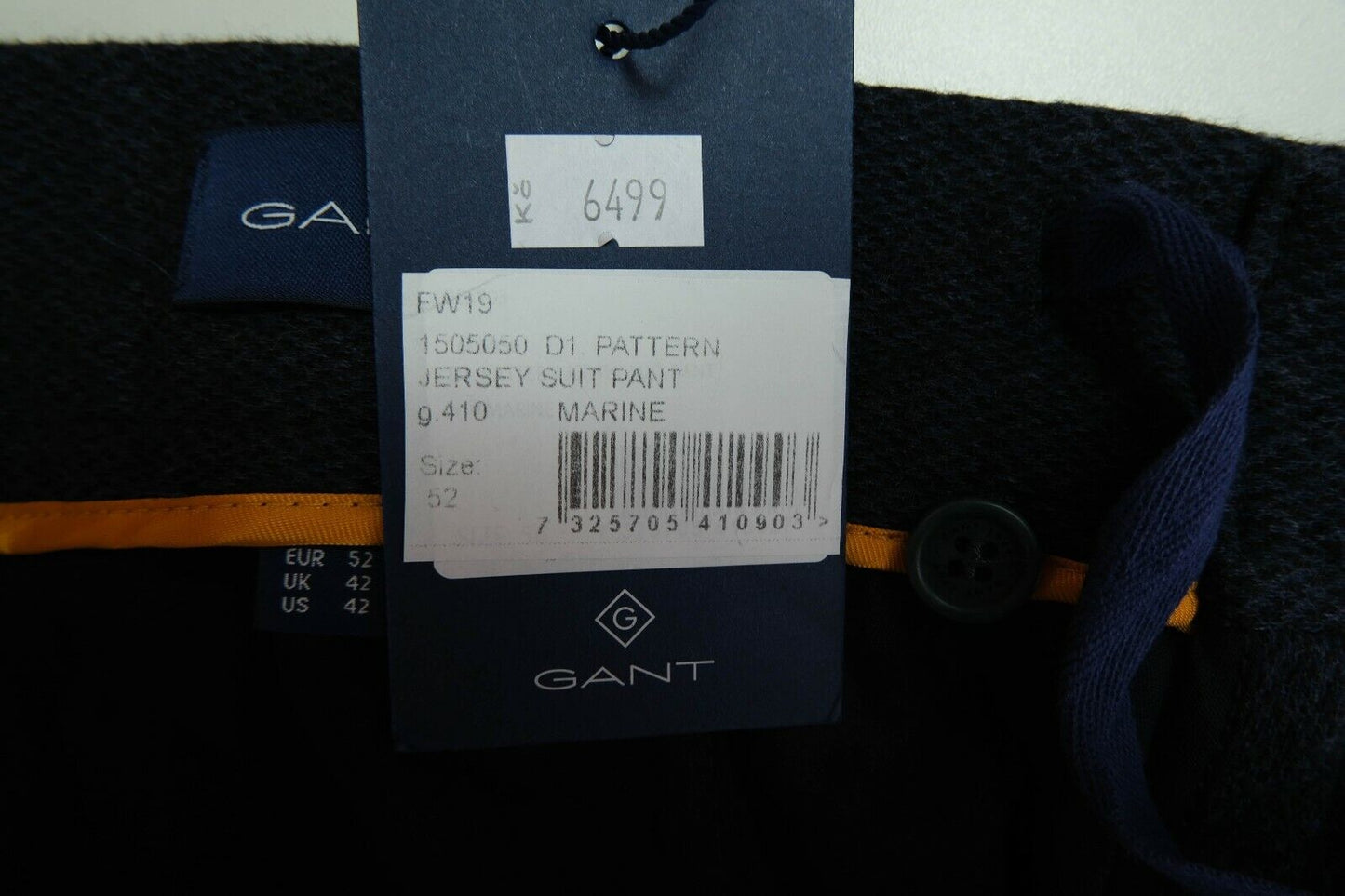 GANT Navy Blue Jersey Suit Slim Fit Pants Trousers Size EUR 52 UK/US 42