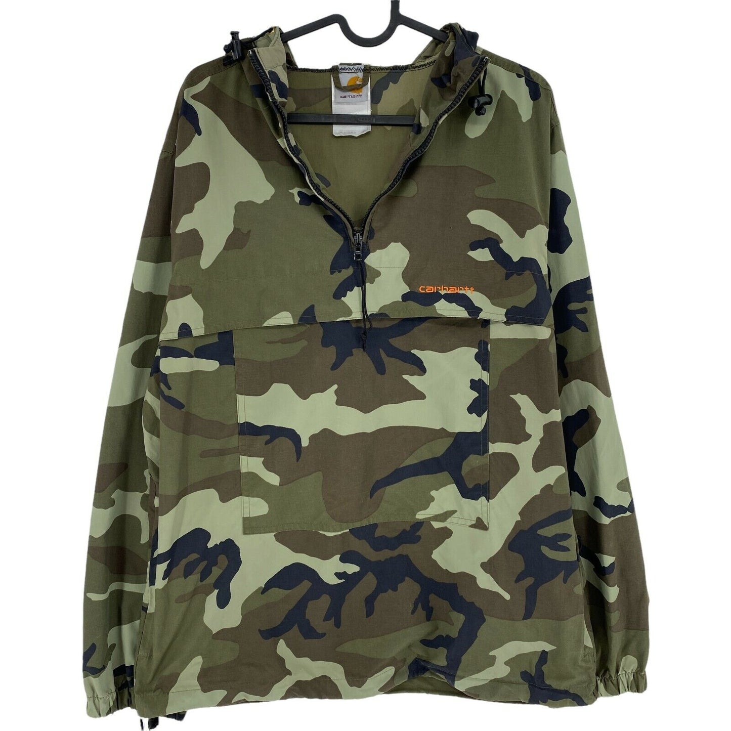 CARHARTT Camouflage Green Hooded Pullover Anorak Jacket Size S