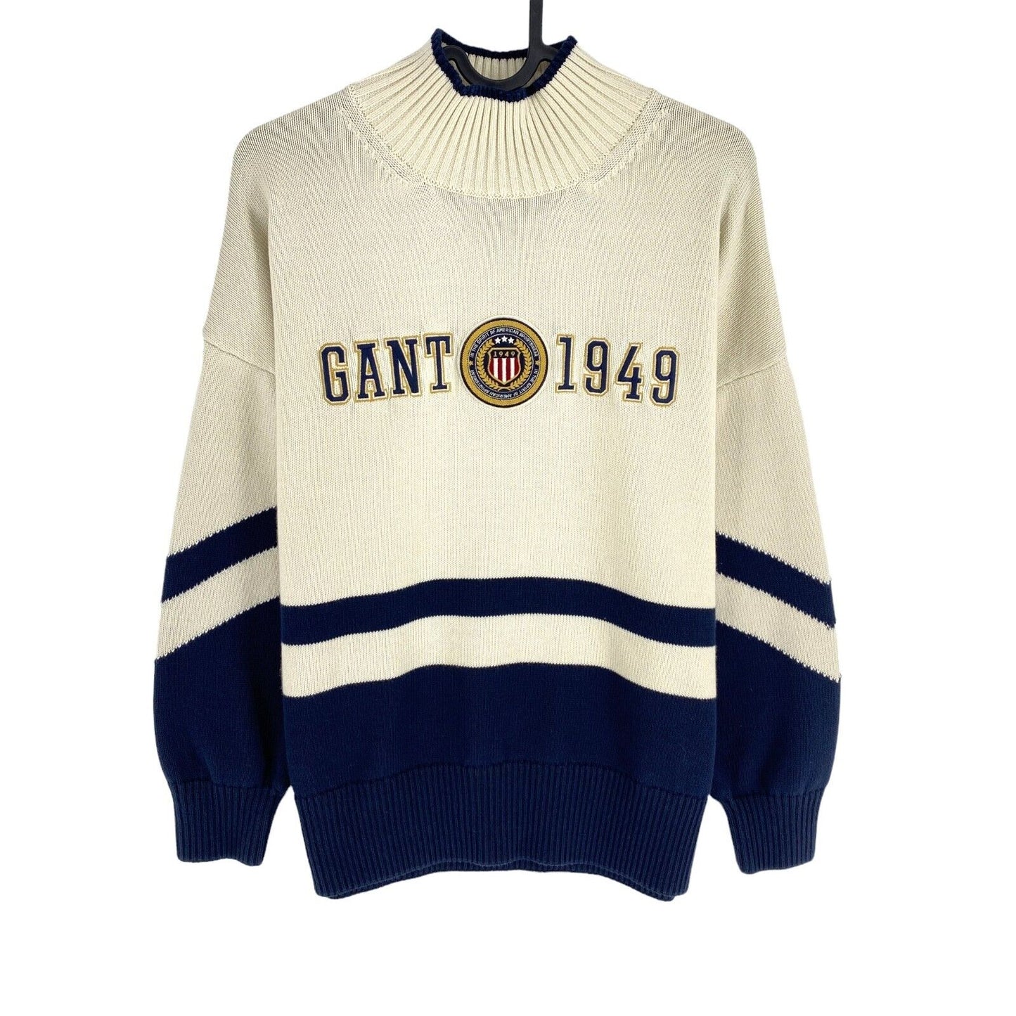 GANT Beige Logo Pull à col montant Pull Taille M