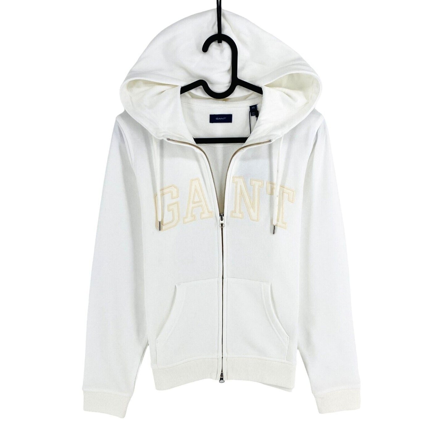 GANT White Arch Logo Full Zip Hoodie Pullover Sweater Size XS