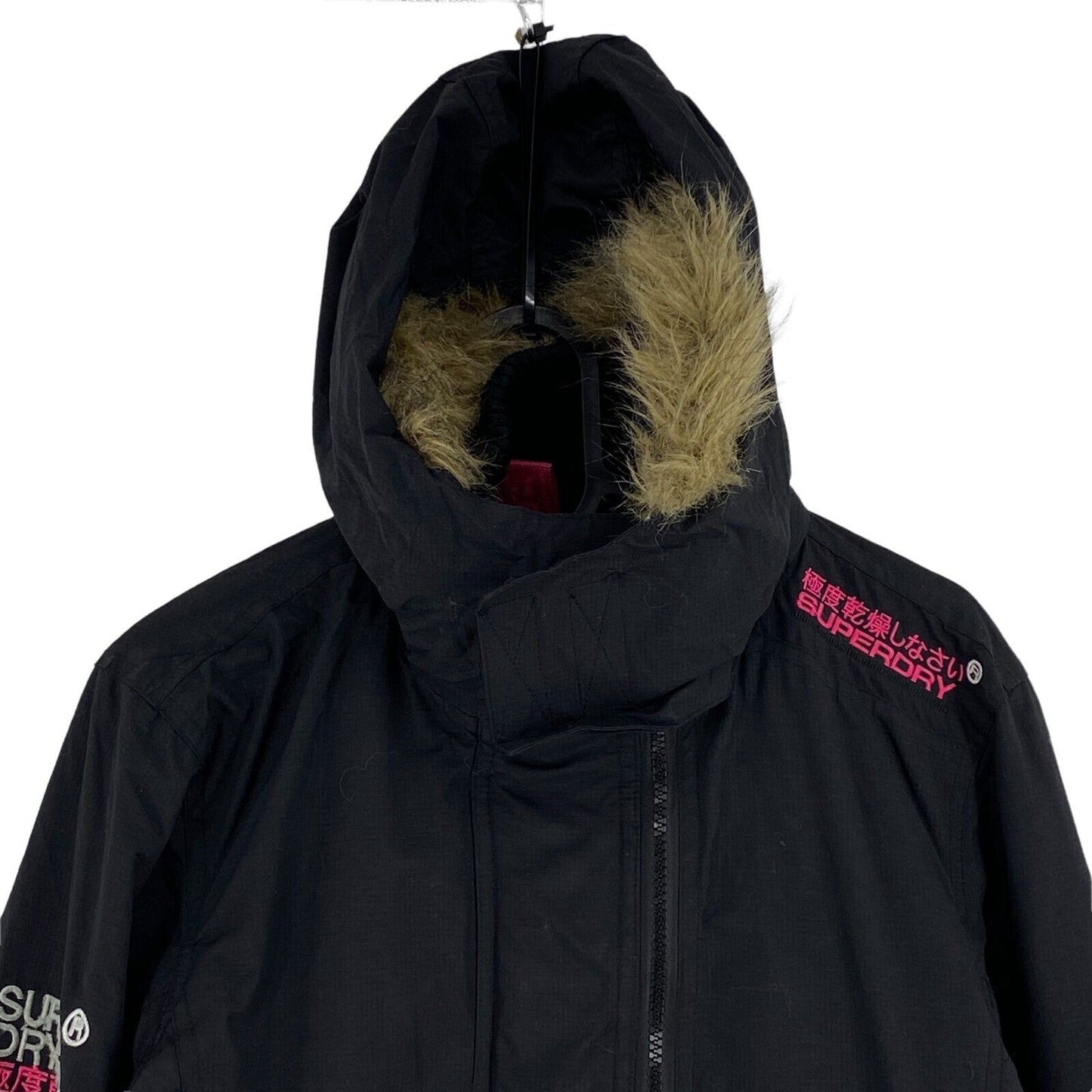 SUPERDRY Original Windcheater Veste à capuche noire Manteau Taille M