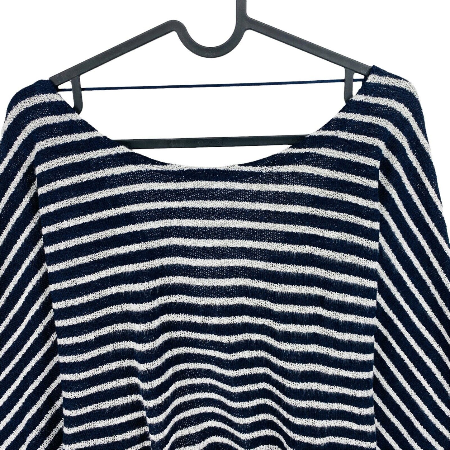 BERSHKA Navy Blue Striped Crew Neck Sweater Jumper Size M