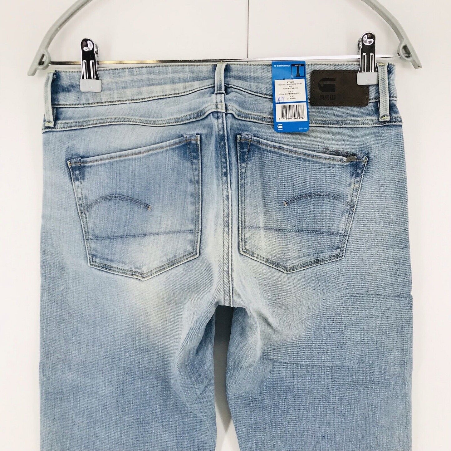 G-STAR RAW 3301 MID BOOTLEG Femme Bleu Bootcut Fit Jeans W27 L32