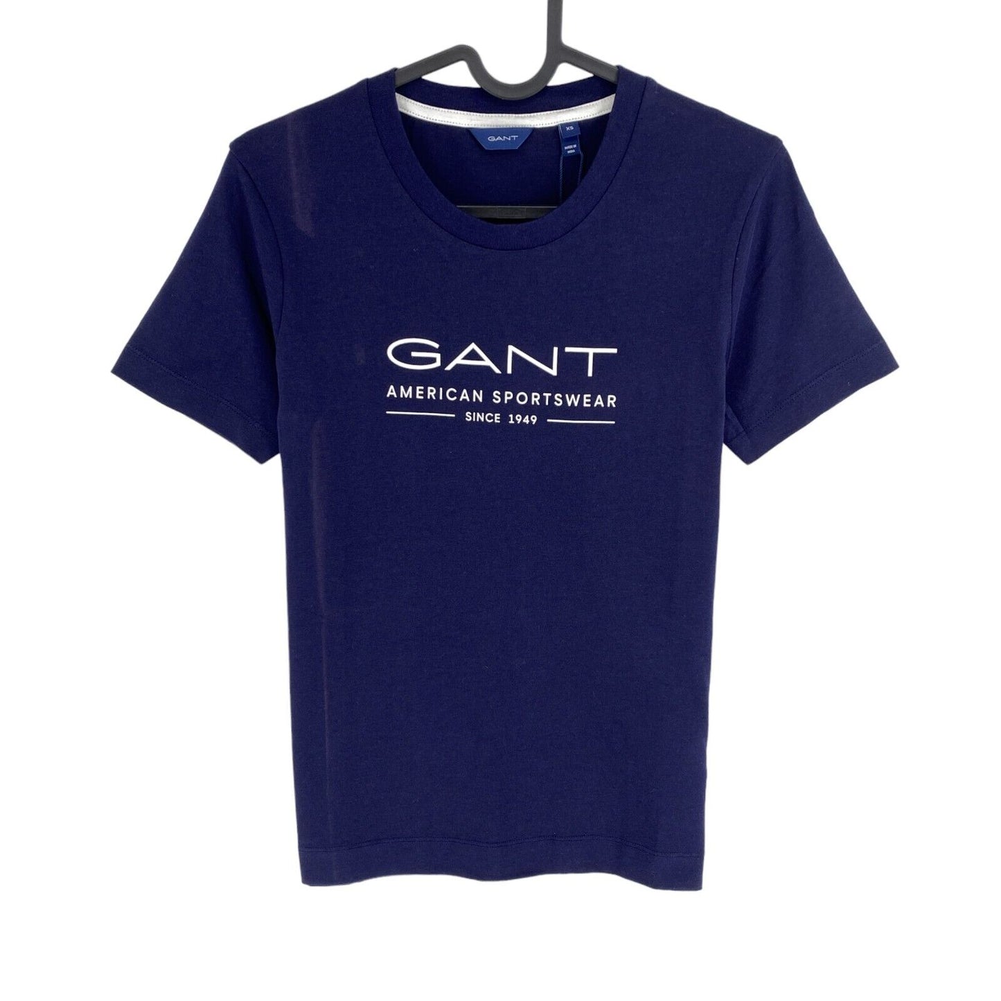 GANT Women Navy Blue MD Summer Logo Crew Neck Short Sleeves T Shirt Size XS